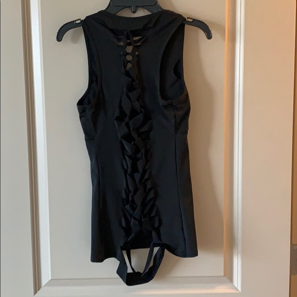 Black tank top with tie up detailing on back